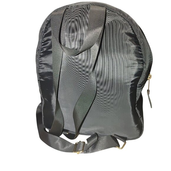 BX Black Nylon Mini Backpack Gold Zippers Logo Compact Gym Travel School Dogwalk - Picture 8 of 9